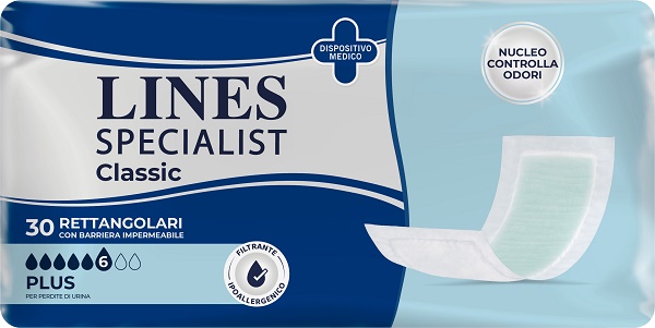PANNOLONE LINES SPECIALIST CLASSIC RETTANGOLARE CON BARRIERA 30 PEZZI - pharmaluna