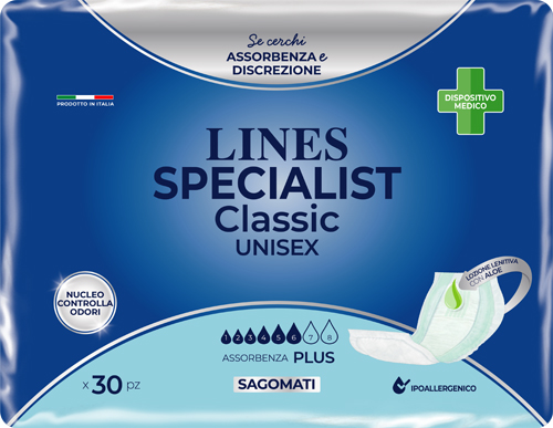 PANNOLONE SAGOMATO LINES SPECIALIST CLASSIC PLUS 30 PEZZI - pharmaluna