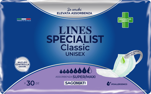 PANNOLONE SAGOMATO LINES SPECIALIST CLASSIC MAXI 30 PEZZI - pharmaluna