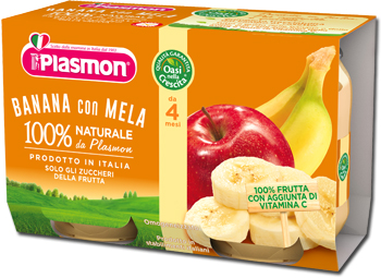 PLASMON OMOGENEIZZATO BANANA/MELA 2 X 104 G - pharmaluna