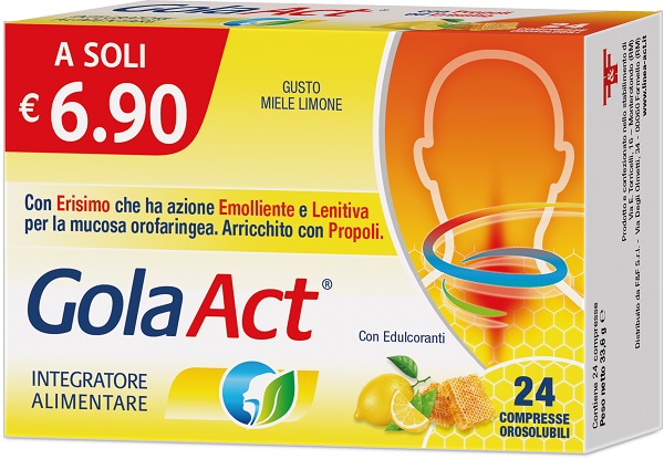 GOLA ACT MIELE LIMONE 24 COMPRESSE SOLUBILI 33,6 G - pharmaluna