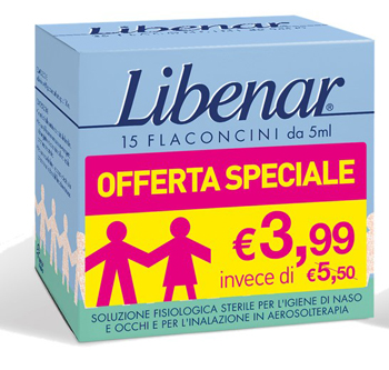 LIBENAR 15 FLACONCINI SOLUZIONE ISOTONICA 5 ML TAGLIO PREZZO - pharmaluna