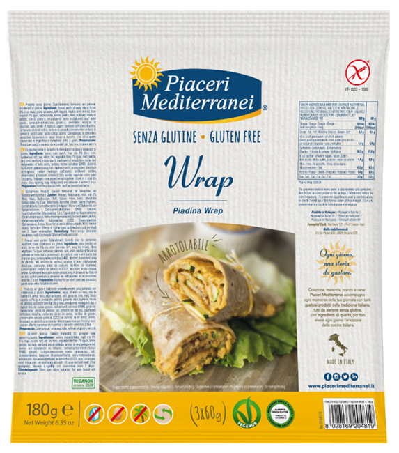 PIACERI MEDITERRANEI PIADINA WRAP 180 G - pharmaluna