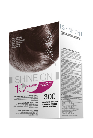 BIONIKE SHINE ON FAST TRATTAMENTO COLORANTE CAPELLI CASTANO SCURO 300 FLACONE 60 ML + TUBO 60 ML - pharmaluna