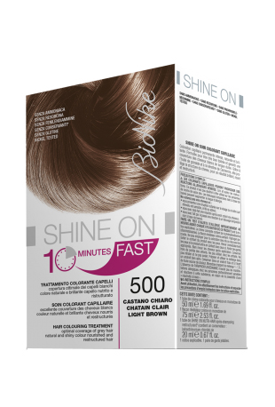 BIONIKE SHINE ON FAST TRATTAMENTO COLORANTE CAPELLI CASTANO CHIARO 500 FLACONE 60 ML + TUBO 60 ML - pharmaluna
