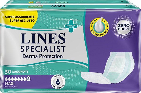 LINES SPECIALIST DERM PANNOLONE SAGOMATO MAXI 30 PEZZI - pharmaluna
