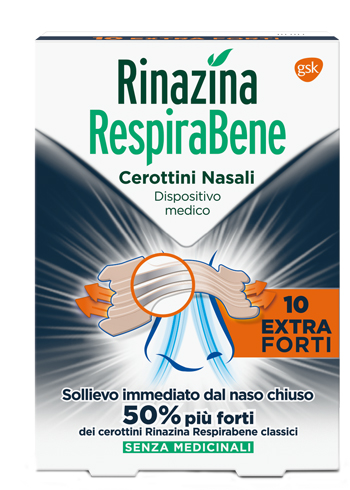 RINAZINA RESPIRABENE CEROTTI NASALI EXTRA FORTI 10 PEZZI - pharmaluna