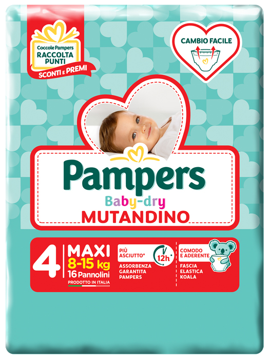 PAMPERS BABY DRY MUTANDINO SM TAGLIA 4 MAXI SMALL PACK 16 PEZZI - pharmaluna