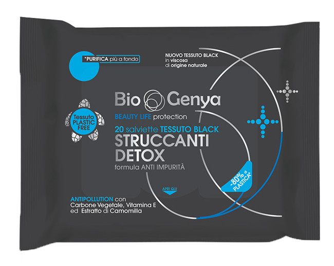 BIOGENYA BEAUTY LIFE PROTECTION 20 SALVIETTE TESSUTO BLACK STRUCCANTI DETOX - pharmaluna