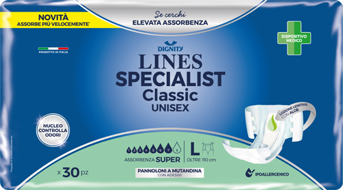 PANNOLONE MUTANDINA LINES SPECIALIST CLASSIC SUPER ULTRA MG 30 PEZZI - pharmaluna