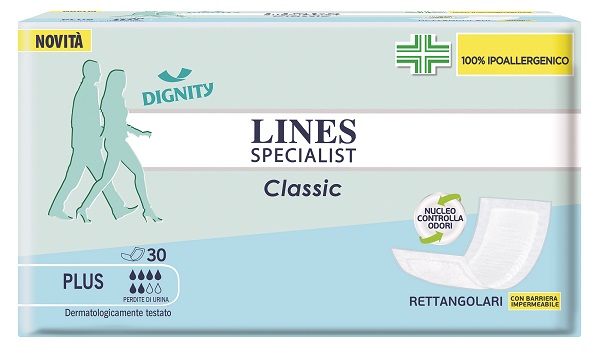 PANNOLONE LINES SPECIALIST CLASSIC RETTANGOLARE CON BARRIERA CONTROL 30 PEZZI - pharmaluna