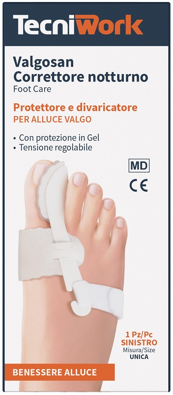 CORRETTORE NOTTURNO PER ALLUCE VALGO SINISTRO MISURA UNICA VALGOSAN 1 PEZZO - pharmaluna