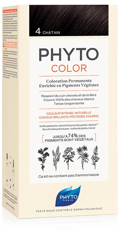 PHYTOCOLOR 4 CASTANO 1 LATTE + 1 CREMA + 1 MASCHERA + 1 PAIO DI GUANTI - pharmaluna