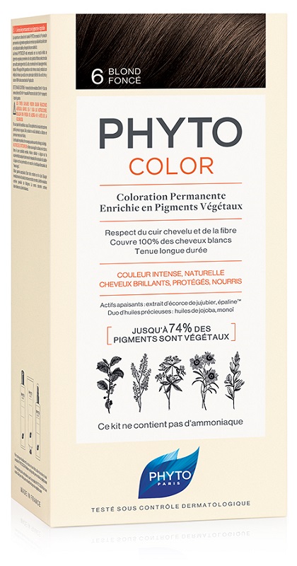 PHYTOCOLOR 6 BIONDO SCURO 1 LATTE+ 1 CREMA + 1 MASCHERA + 1 PAIO DI GUANTI - pharmaluna