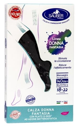 SAUBER CALZA DONNA FANTASIA FILATO Q-SKIN 140 DEN NERO POIS BOUQUET PERLATO GERANIO TAGLIA P PROMO - pharmaluna