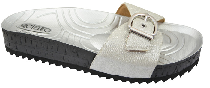 GELATO CIABATTA WOODSTOCK METALLIC SILVER 37/38 - pharmaluna