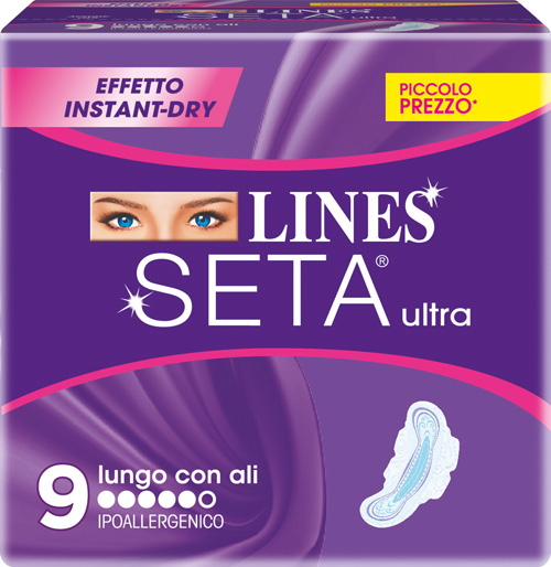 LINES SETA ULTRA ASSORBENTI LUNGHI 9 PEZZI - pharmaluna