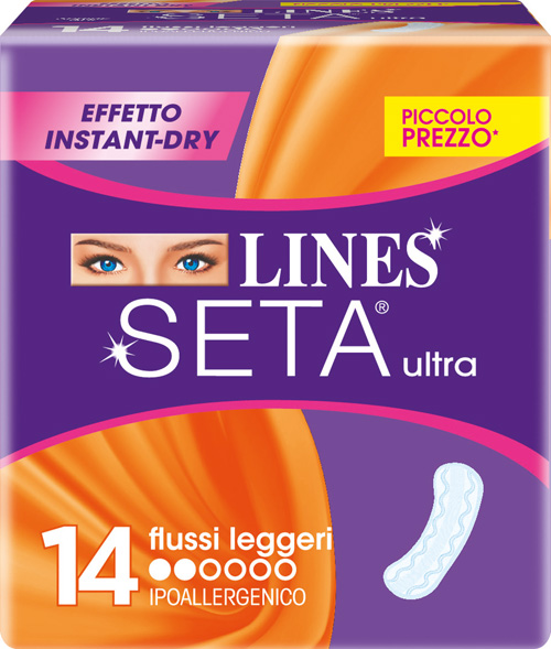 LINES SETA ULTRA ASSORBENTI PER FLUSSI LEGGERI 14 PEZZI - pharmaluna