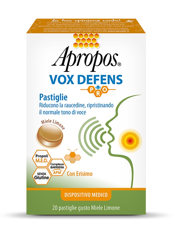 APROPOS VOX DEFENS PRO MIELE LIMONE 20 PASTIGLIE - pharmaluna