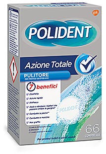 POLIDENT AZIONE TOTALE 66 COMPRESSE PULITORE PER PROTESI QUOTIDIANO - pharmaluna