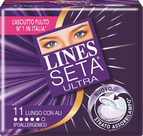 ASSORBENTE LINES SETA ULTRA LUNGO CON ALI 11 PEZZI - pharmaluna