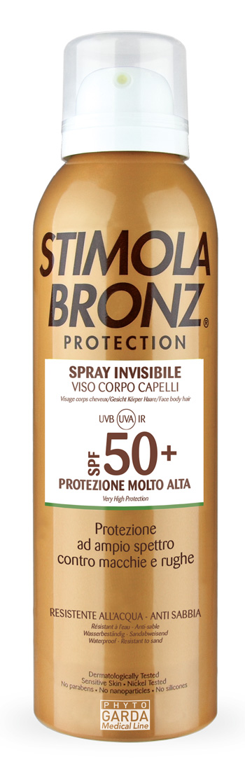 STIMOLABRONZ PROTECTION SPF50+ SPRAY INVISIBILE VISO CORPO CAPELLI 150 ML - pharmaluna