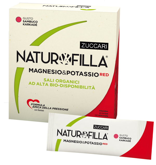 NATUROFILLA MAGNESIO & POTASSIO RED GUSTO SAMBUCO-KARKADE' 14 STICK PACK - pharmaluna