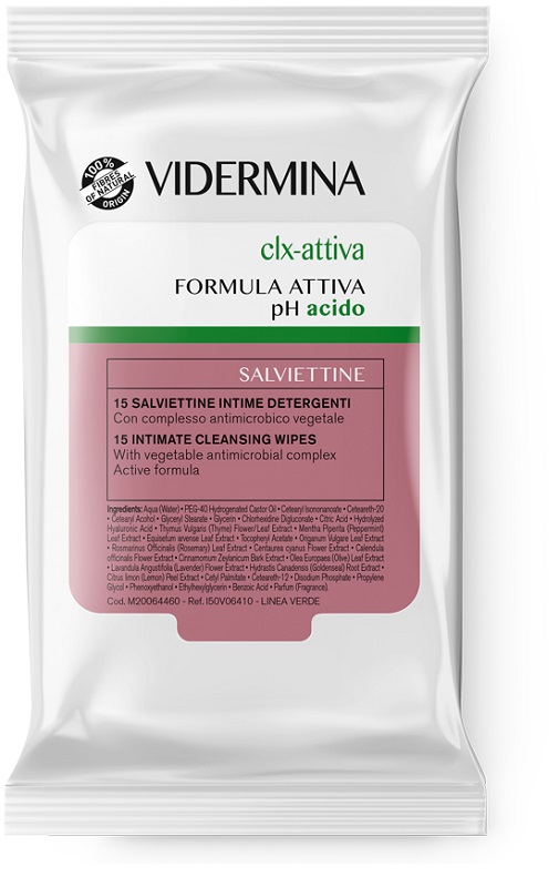 VIDERMINA CLX ATTIVA 15 SALVIETTE INTIME DETERGENTI - pharmaluna