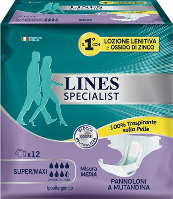 LINES SPECIALIST PANNOLONE A MUTANDA MEDIA 12 PEZZI - pharmaluna