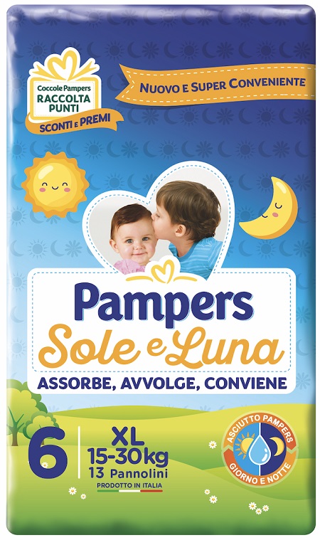 PAMPERS SOLE E LUNA XL 13 PEZZI - pharmaluna