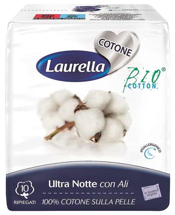 ASSORBENTE LAURELLA PER DONNA IN COTONE ULTRA ALI NOTTE 10 PEZZI - pharmaluna