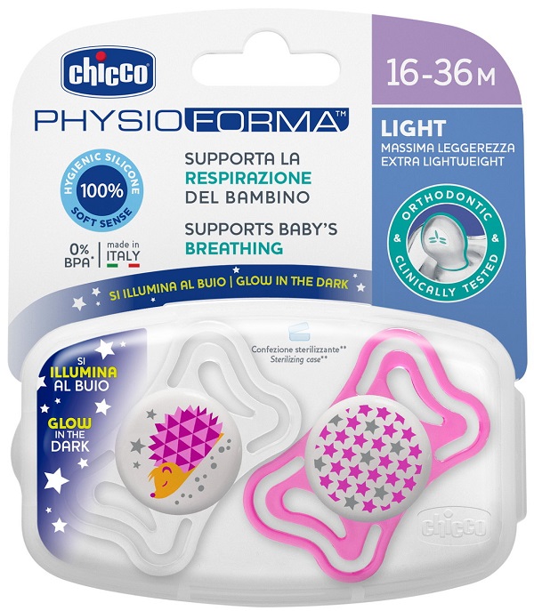 CHICCO SUCCHIETTO LIGHT LUM SILICONE 16-36 MESI 2 PEZZI - pharmaluna