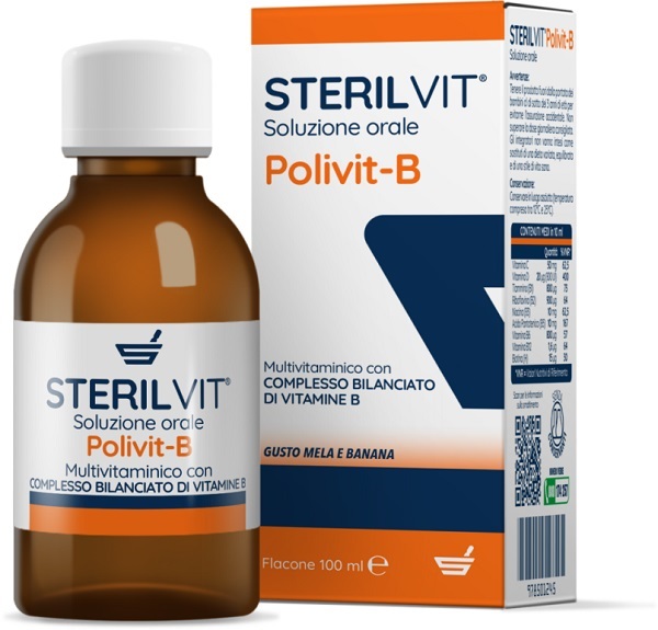 STERILVIT POLIVIT-B SOLUZIONE ORALE GUSTO MELA BANANA 100 ML - pharmaluna