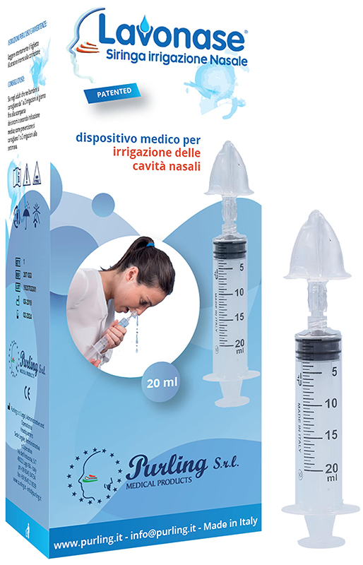 LAVONASE IRRIGAZIONE NASALE NON STERILE SIRINGA 20 ML + LUER-LOCK CON CAPPUCCIO + UGELLO NASALE CON RACCORDO LUER-LOCK + PERFORATORE CON VALVOLA NON RITORNO CON TAPPO - pharmaluna