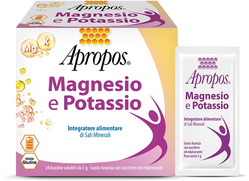 APROPOS MAGNESIO POTASSIO 24 BUSTINE DA 5 G GUSTO ARANCIA - pharmaluna