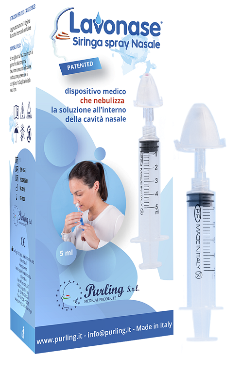LAVONASE SIRINGA SPRAY NASALE NON STERILE 5 ML LUER-LOCK CON CAPPUCCIO + UGELLO NASALE CON RACCORDO LUER-LOCK + PERFORATORE CON VALVOLA NON RITORNO CON TAPPO - pharmaluna