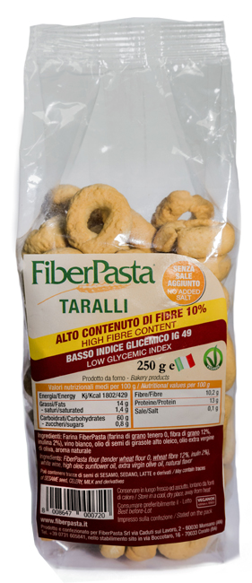 FIBERPASTA TARALLI BASSO INDICE GLICEMICO 250 G - pharmaluna