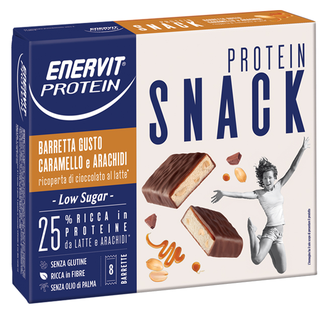 ENERVIT PROTEIN SNACK CARAMELLO ARACHIDI LOW SUGAR 8 BARRETTE 31 G - pharmaluna