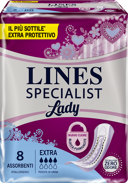 ASSORBENTI LINES SPECIALIST LADY EXTRA IPOALLERGENICI 8 PEZZI - pharmaluna