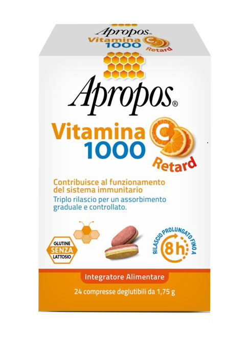 APROPOS VITAMINA C 1000 A RILASCIO PROLUNGATO 24 COMPRESSE DEGLUTIBILI - pharmaluna