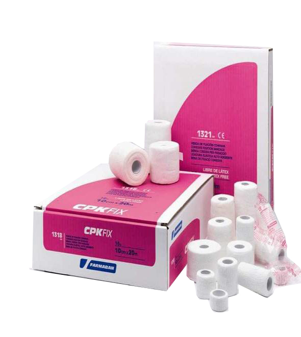 FARMABAN CPK FIX LATEX FREE 10CM X 20M BENDA ELASTICA COESIVA DI FISSAZIONE LATEX FREE DISPENSER BOX 16 PEZZI - pharmaluna