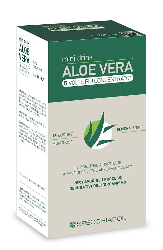 ALOE VERA MINI DRINK 5 VOLTE PIU' CONCENTRATO 15 BUSTINE DA 10 ML - pharmaluna