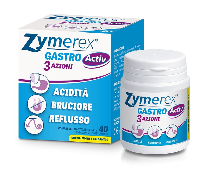 ZYMEREX GASTRO ACTIV 3 AZIONI 40 COMPRESSE MASTICABILI - pharmaluna
