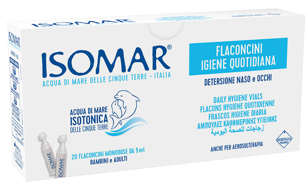 ISOMAR SOLUZIONE ISOTONICA ACQUA MARE IGIENE QUOTIDIANA 20 FLACONCINI MONODOSE 5 ML - pharmaluna