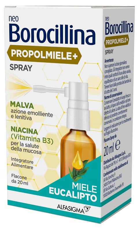 NEOBOROCILLINA PROPOLMIELE+ SPRAY MIELE EUCALIPTO 20 ML - pharmaluna