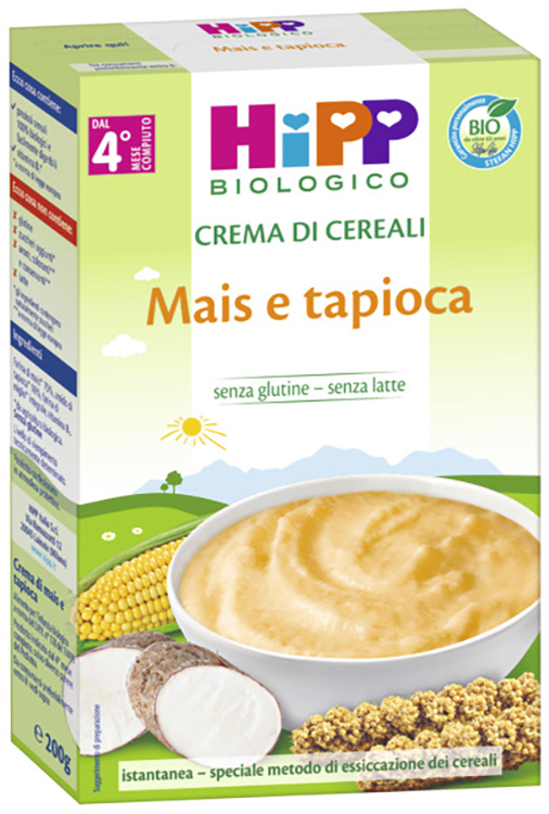 HIPP BIO CREMA CEREALI MAIS/TAPIOCA 200 G - pharmaluna
