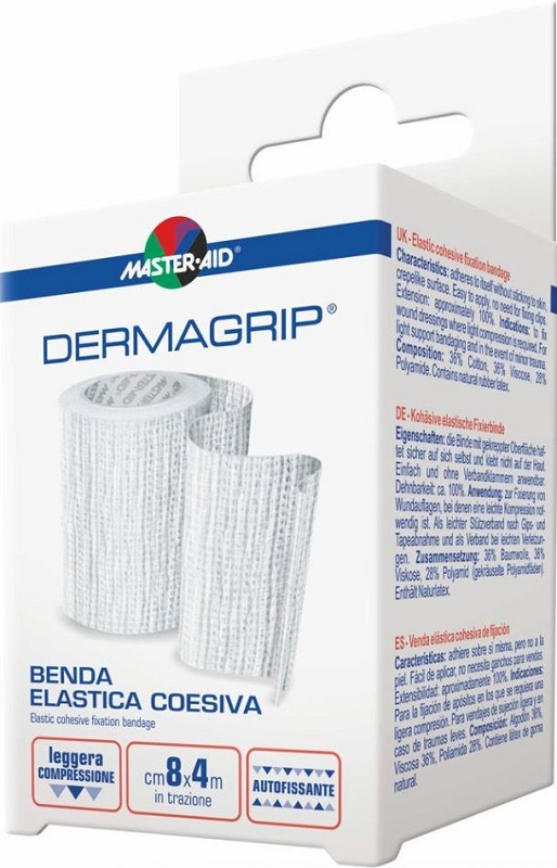 BENDA MASTER-AID DERMAGRIP COESIVA M 4X12 CM 1 PEZZO - pharmaluna