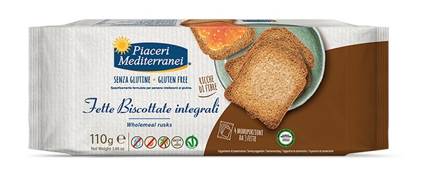 PIACERI MEDITERRANEI FETTE BISCOTTATE INTEGRALI 110 G - pharmaluna