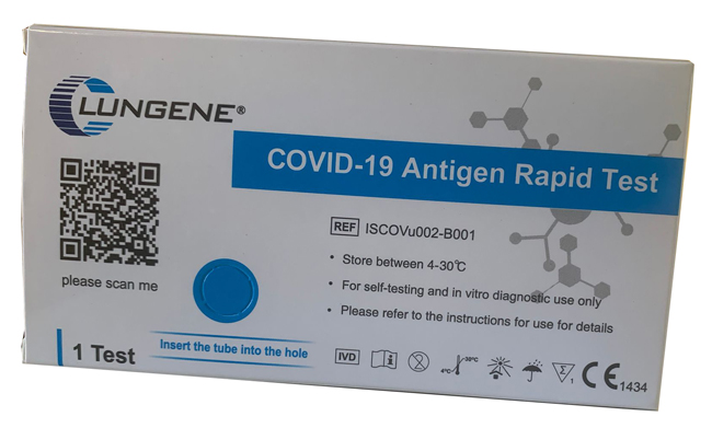 TEST ANTIGENICO RAPIDO COVID-19 CLUNGENE AUTODIAGNOSTICO DETERMINAZIONE QUALITATIVA ANTGENI SARS-COV-2 IN TAMPONI NASALI MEDIANTE IMMUNOCROMATOGRAFIA - pharmaluna