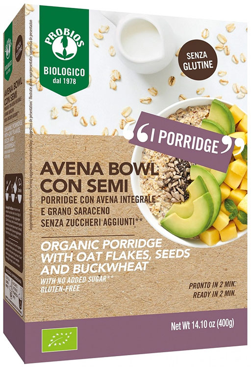 PROBIOS BIO AVENA BOWL SEMI PIU' PORRIDGE CON AVENA INTEGRALE E GRANO SARACENO 400 G - pharmaluna